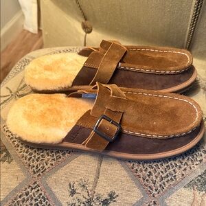 L.L. Bean Tan and Brown Suede Slippers